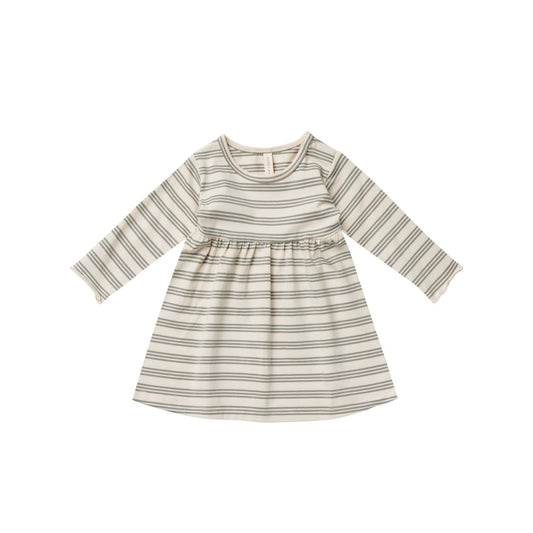 QUINCY MAE Long Sleeve Baby Dress Basil Stripe ALWAYS SHOW