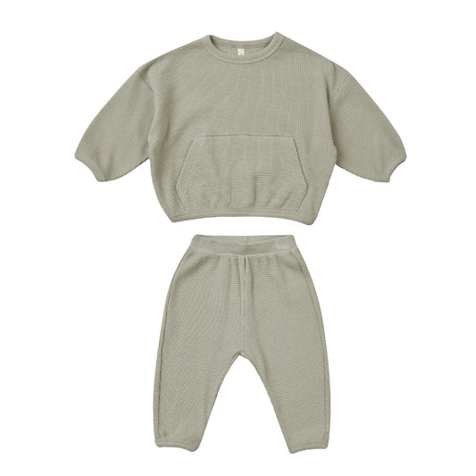 QUINCY MAE Waffle Slouch Set Sage ALWAYS SHOW