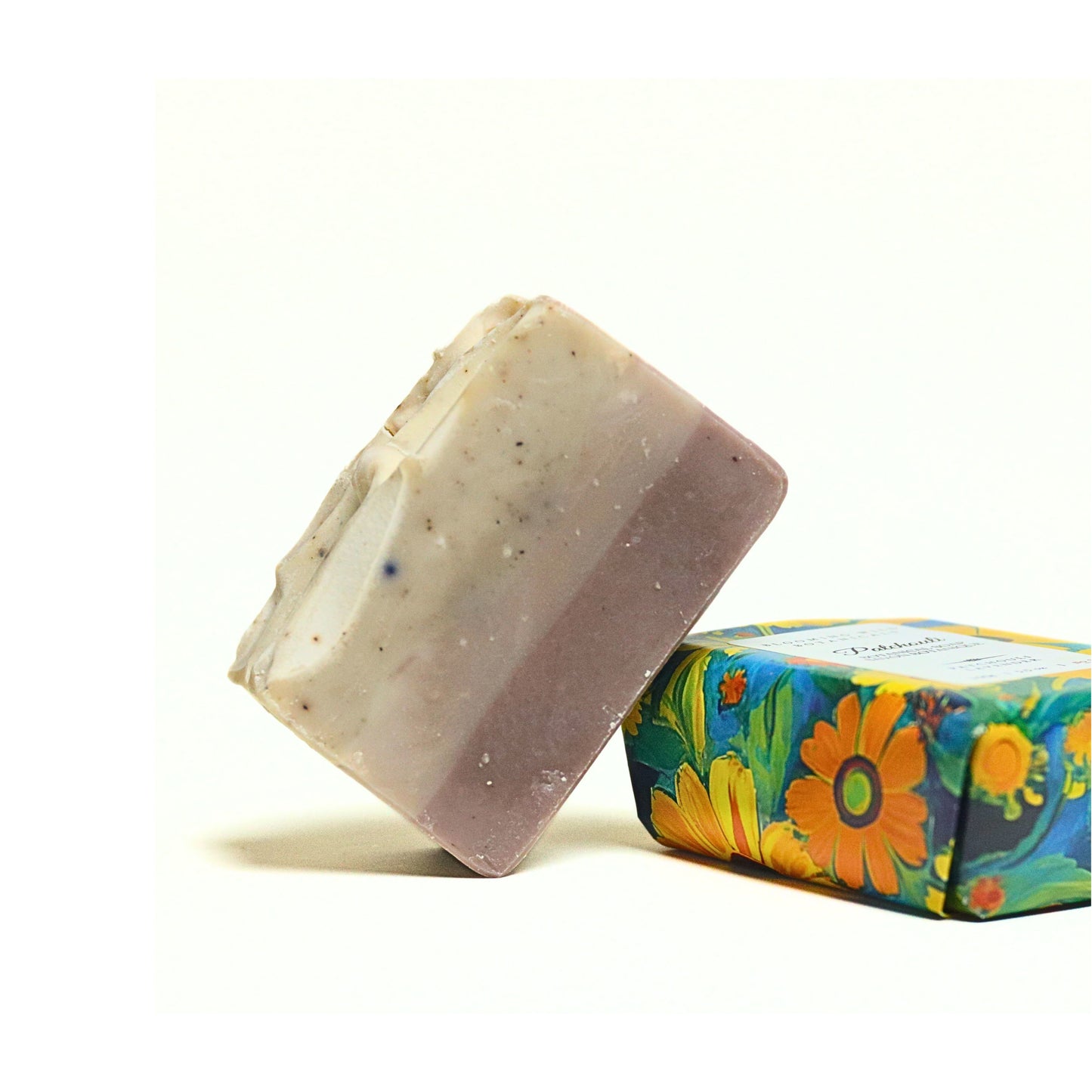 Blooming Wild Patchouli Soap bar infused with dark patchouli and nourishing shea butter, offering a rich, grounding, and moisturizing cleanse.