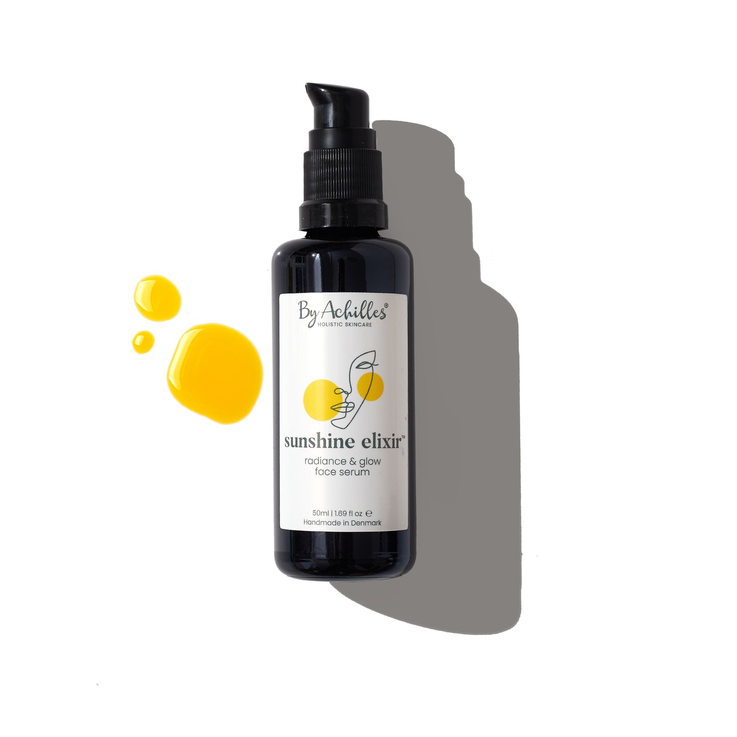 By Achilles Sunshine Elixir Facial Serum - luxurious, quick-absorbing oil-based serum with CO₂ extracted ingredients for glowing, hydrated skin.