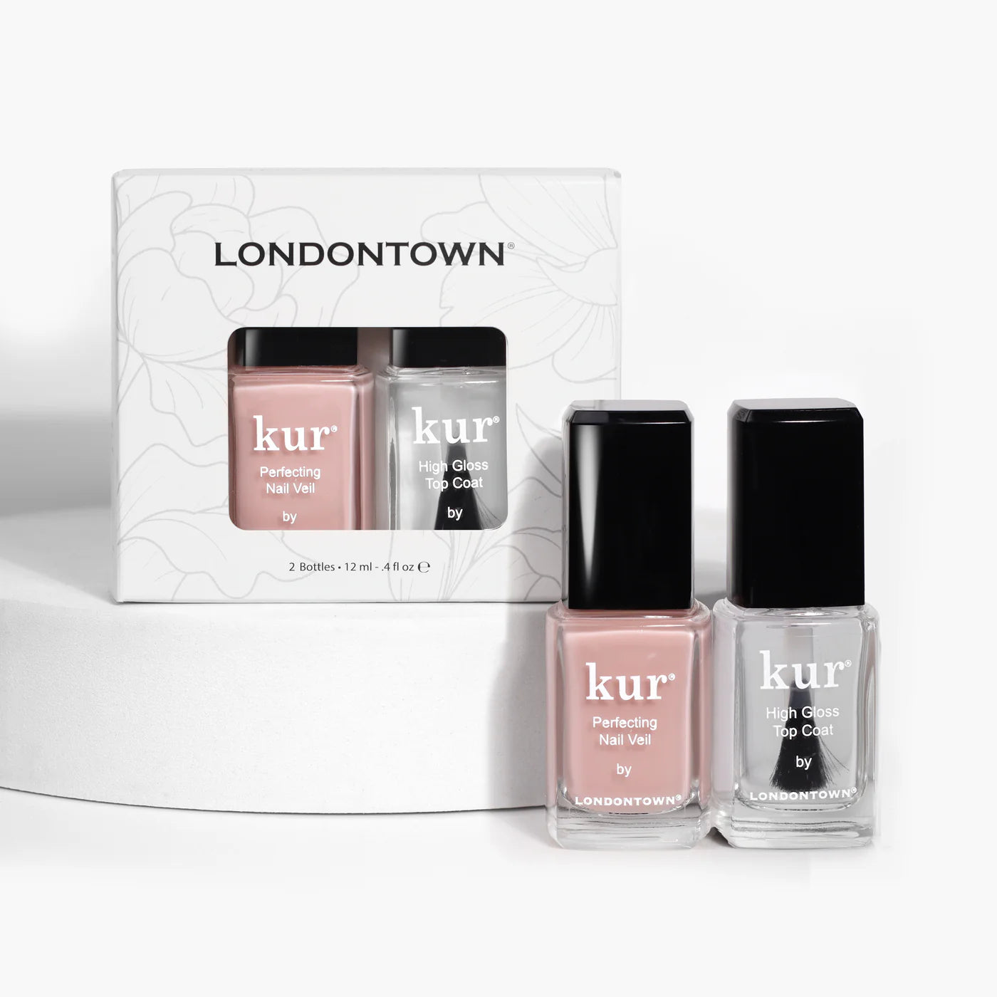 Londontown Tint & Shine #4 nail set with Perfecting Nail Veil #4 and High Gloss Top Coat.