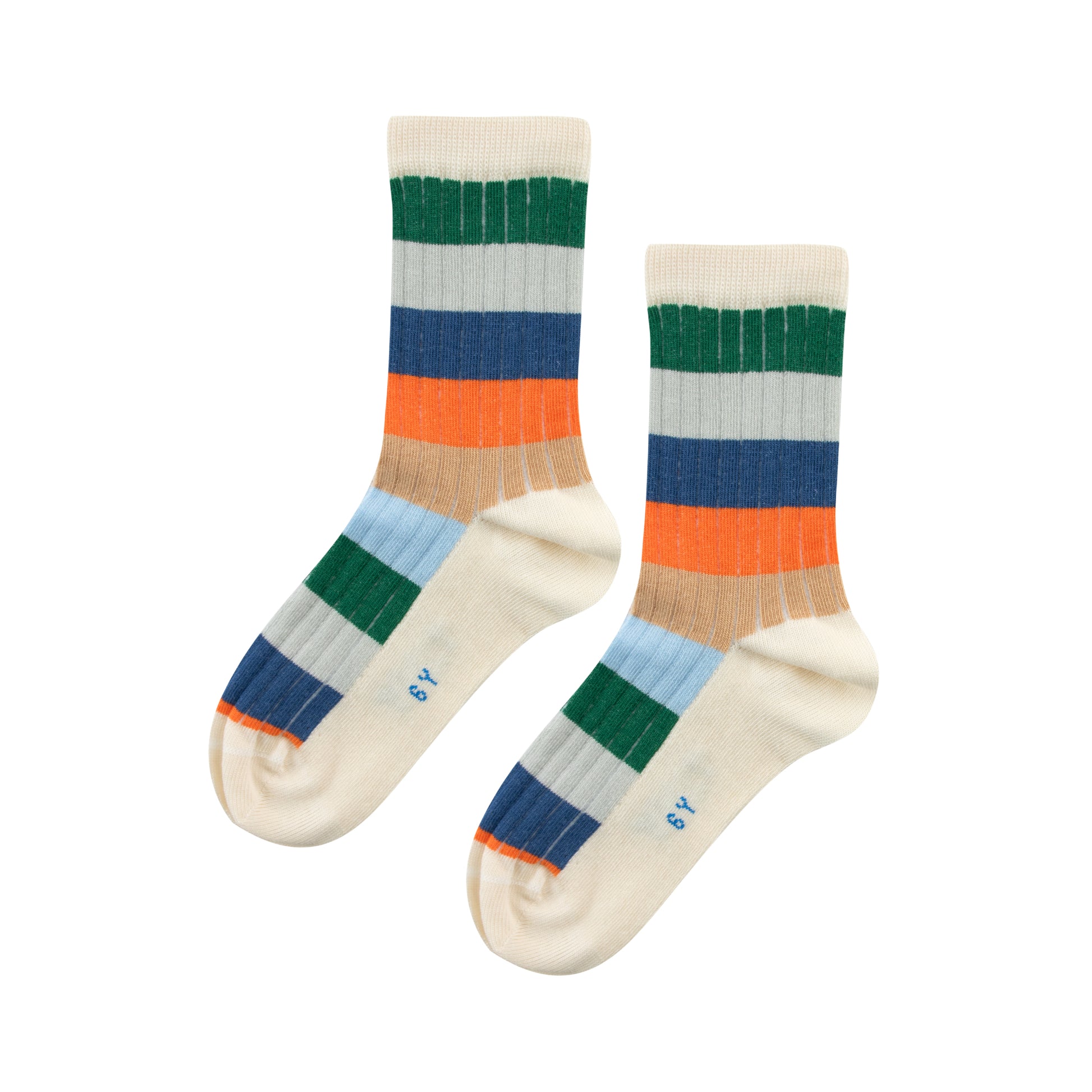 TINYCOTTONS Multicolor Stripes Medium Socks Tangerine & Almond & Pistachio ALWAYS SHOW