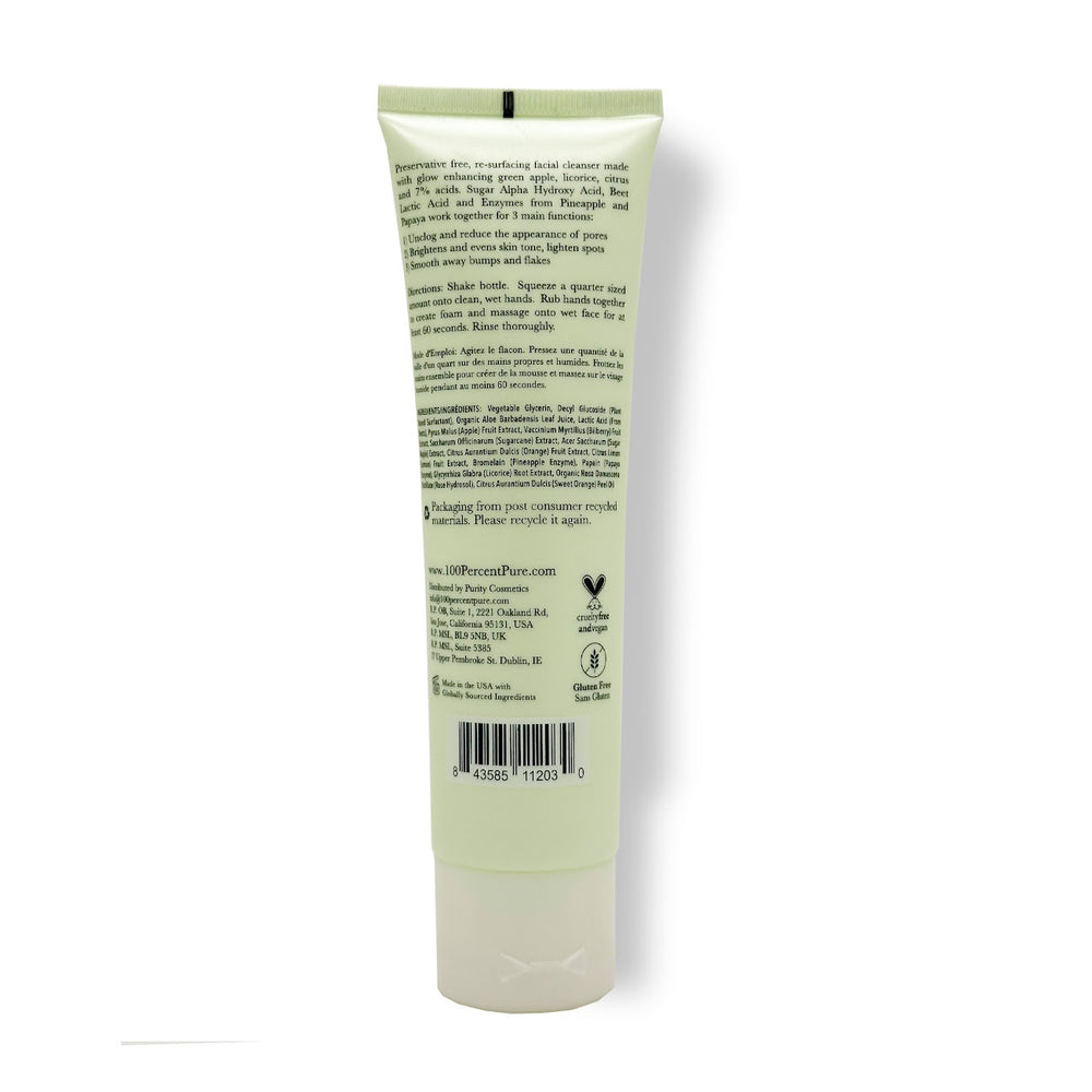 Tube of 100% Pure Apple Enzyme Exfoliating Cleanser on a white background