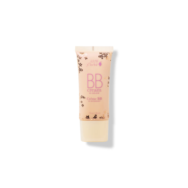 Tube of 100% PURE BB Cream Shade 20 Aglow, a hydrating primer, concealer, and foundation in one with medium coverage and a luminous glow.