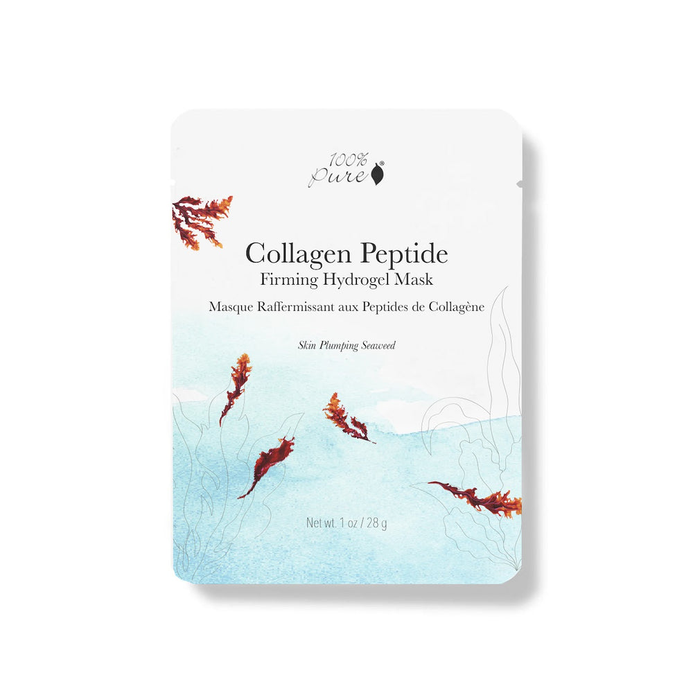 Collagen Peptide firming hydrogel mask packaging on a white background