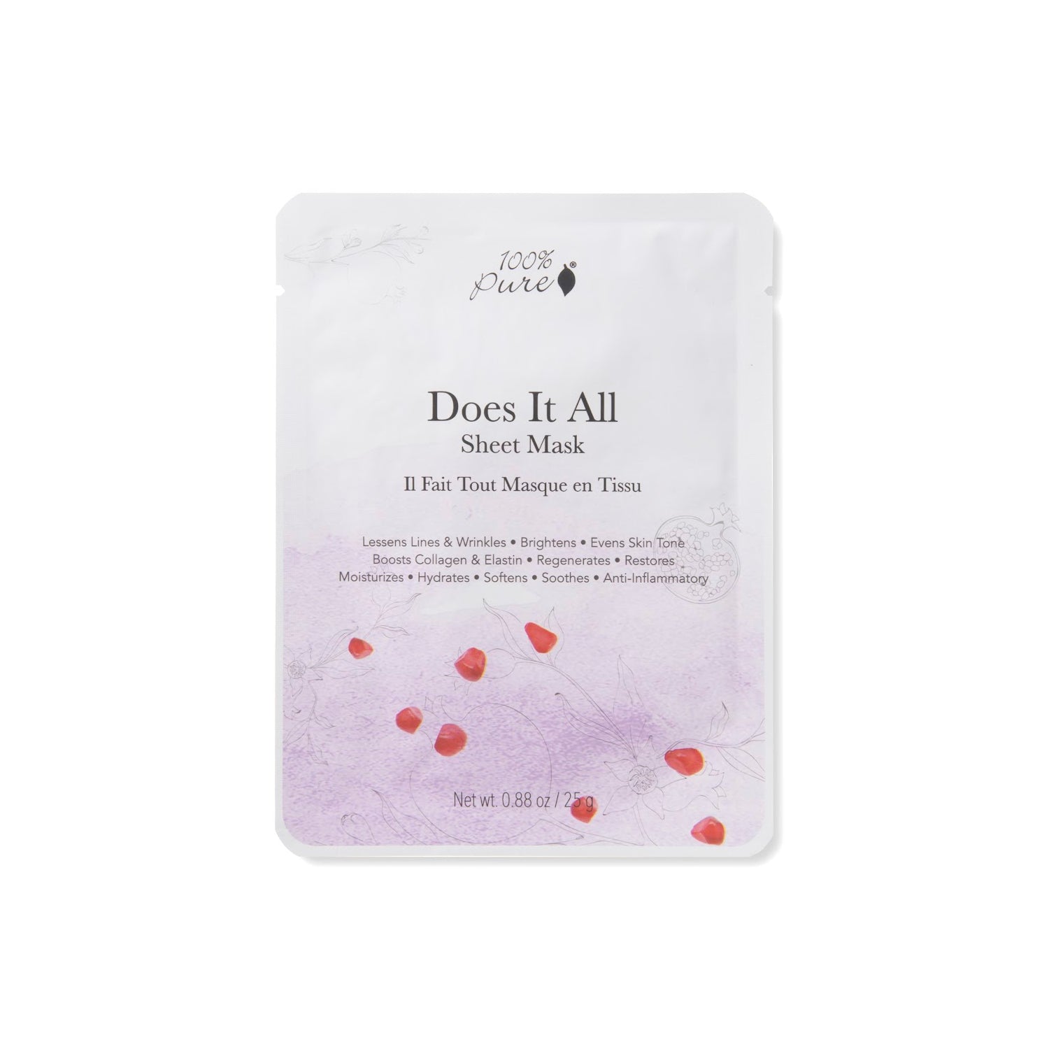 100% PURE Does It All Sheet Mask - A multitasking skincare mask made from sustainable bamboo cloth, infused with nourishing ingredients to enhance skin texture, tone, and hydration for a radiant look.