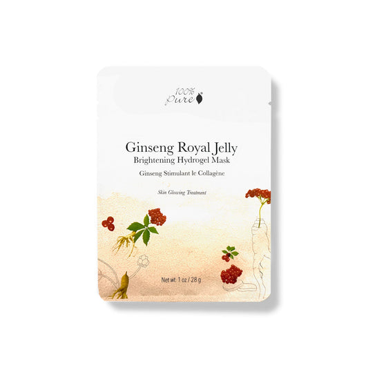 100% PURE Ginseng Royal Jelly Mask with ginseng and aloe hydrogel for a firmer, more supple-looking complexion.