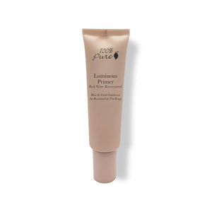 100% Pure Luminous Primer, antioxidant-infused primer with light-reflective pigments for a smooth, flawless finish.