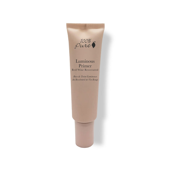 100% Pure Luminous Primer, antioxidant-infused primer with light-reflective pigments for a smooth, flawless finish.