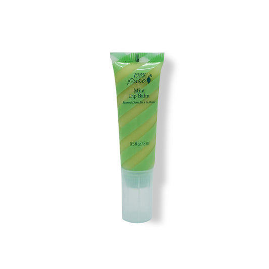 100% PURE Organic Mint Lip Balm with peppermint, eucalyptus, sunflower, and coconut oils for soft, hydrated lips.