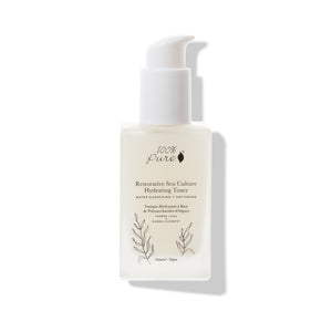 100% PURE Restorative Sea Culture Hydrating Toner with seaweed extract, chia water, and hyaluronic acid for soft, plump, and hydrated skin.