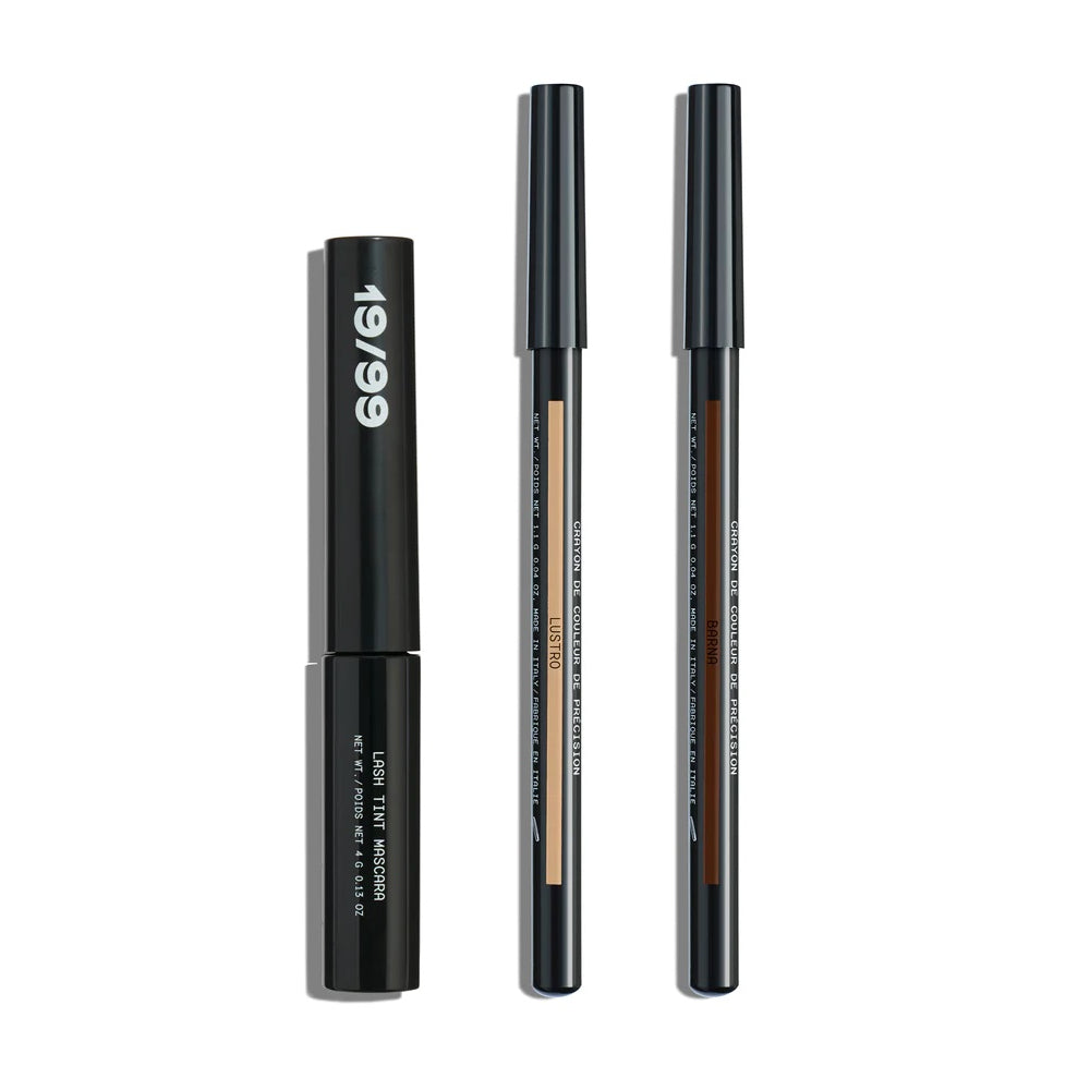  19/99 BEAUTY Day to Night Trio – mascara and two precision pencils for versatile eye looks.