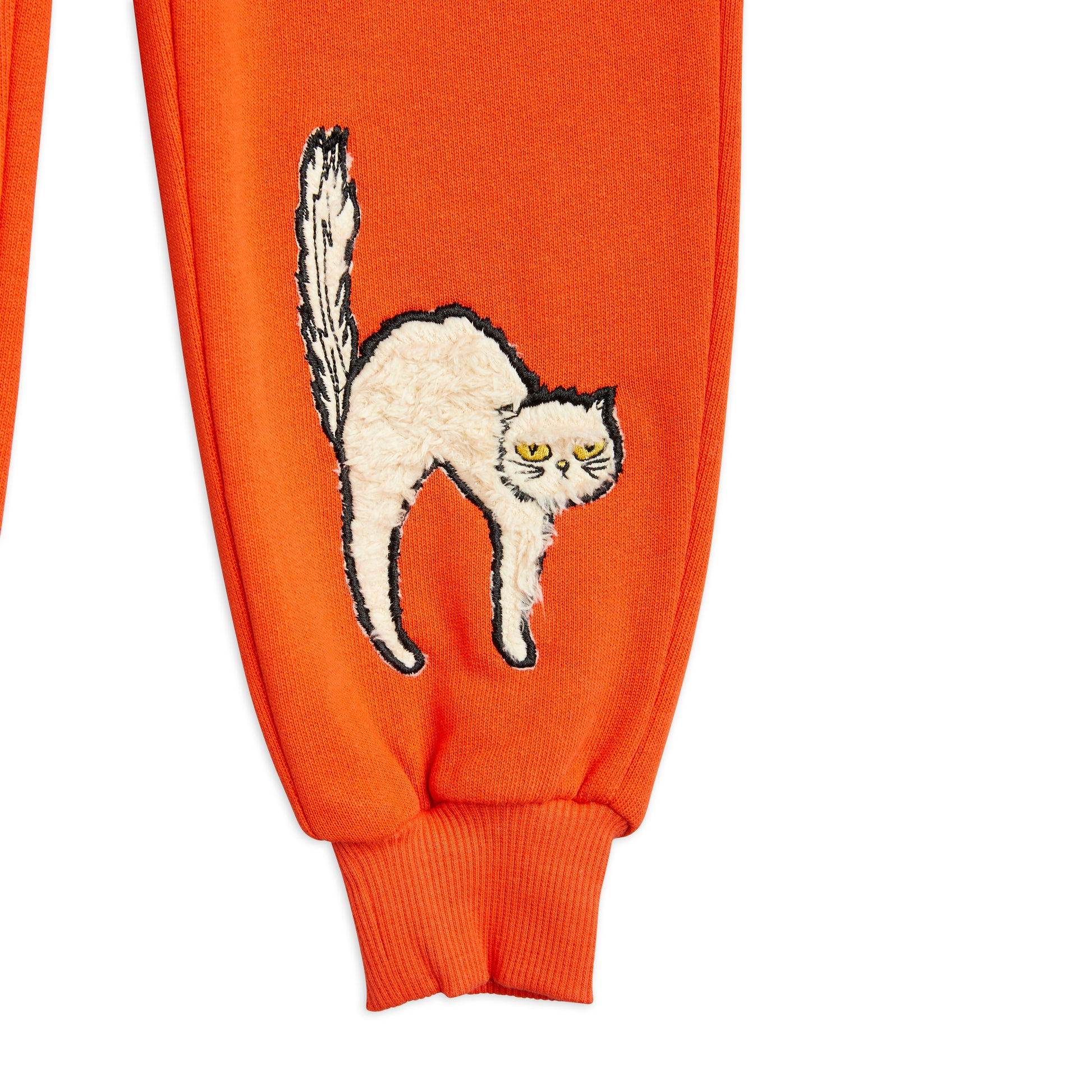 MINI RODINI Angry Cat Embroidered Sweatpants ALWAYS SHOW