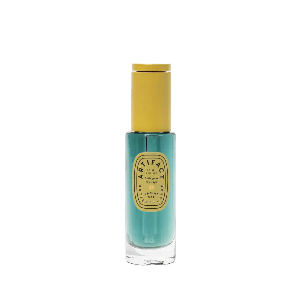 Artifact Butterfly Blue Calming Power Facial Oil with Butterfly Pea, Blue Tansy, and Blueberry Seed for soothing and nourishing sensitive, blemish-prone skin.