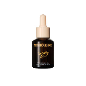 Neighbourhood Botanicals The Daily Glow Morning Facial Oil in a 30ml amber glass bottle with pipette, formulated with cold-pressed botanical oils for a fresh, radiant complexion.
