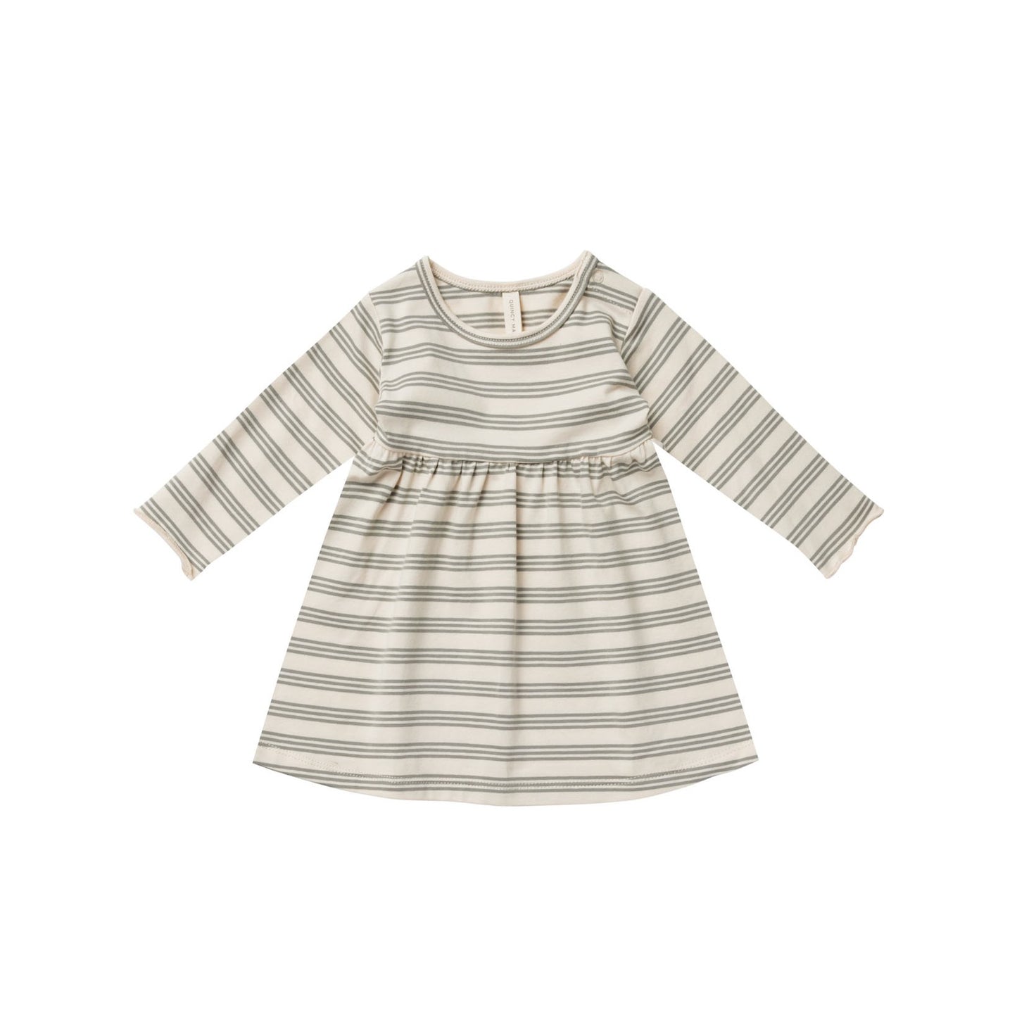 QUINCY MAE Long Sleeve Baby Dress Basil Stripe ALWAYS SHOW