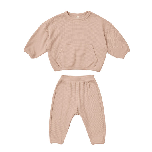 QUINCY MAE Waffle Slouch Set Blush ALWAYS SHOW