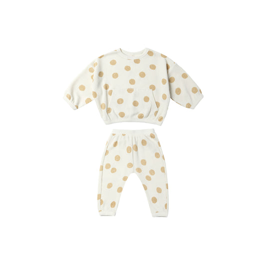 QUINCY MAE Waffle Sweater Pant Set Butter Dots ALWAYS SHOW