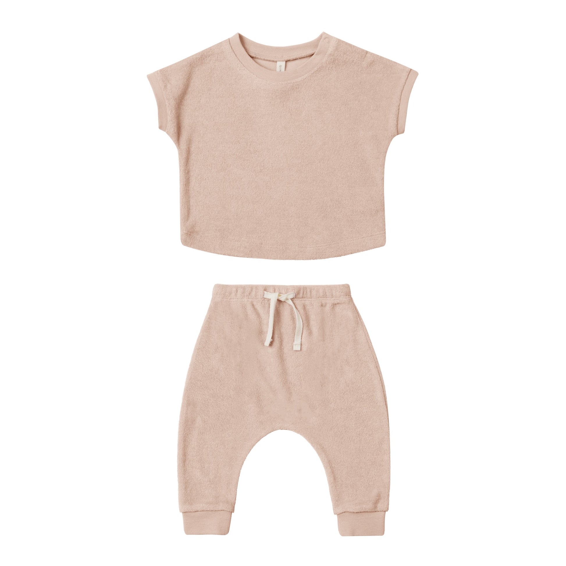 QUINCY MAE Terry Tee Pant Set Blush ALWAYS SHOW