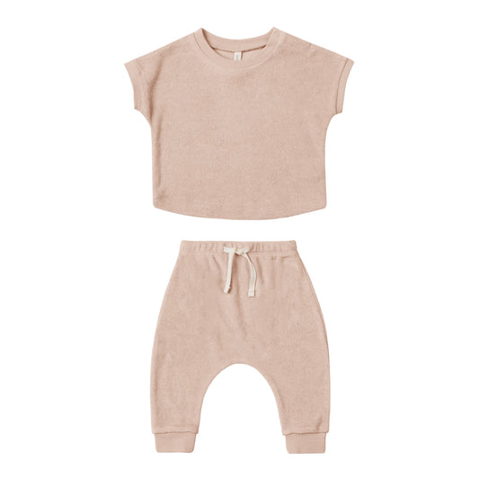 QUINCY MAE Terry Tee Pant Set Blush ALWAYS SHOW