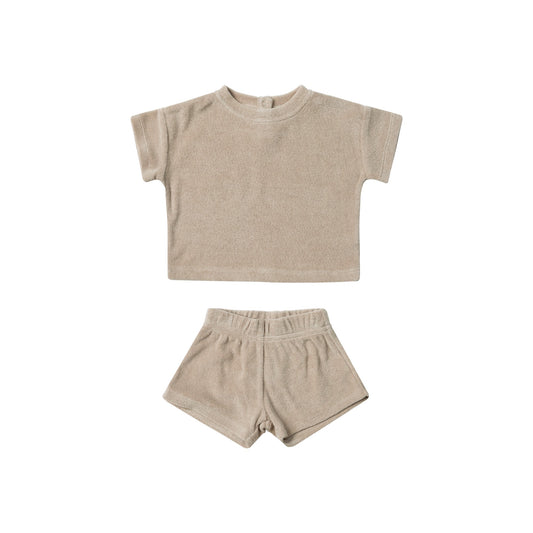 QUINCY MAE Terry Tee Shorts Set Oat ALWAYS SHOW