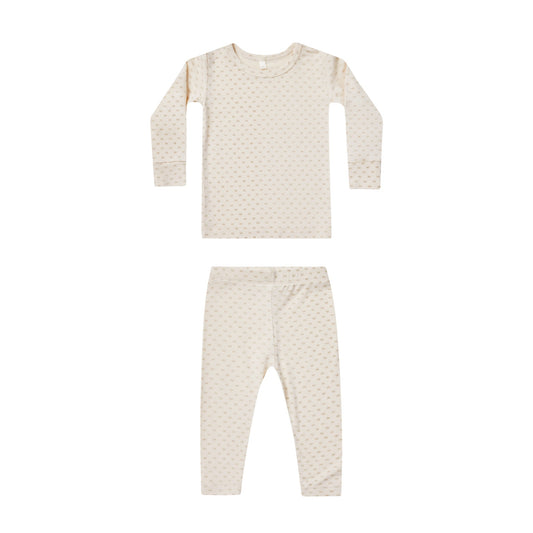 QUINCY MAE Bamboo Pajama Set Oat Check ALWAYS SHOW