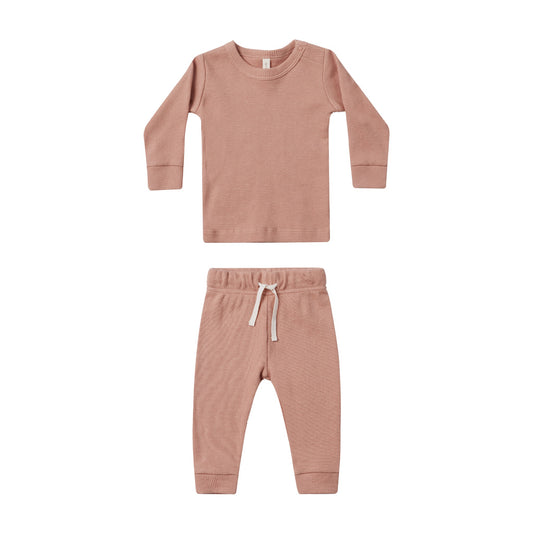 QUINCY MAE Waffle Top Pant Set Rose ALWAYS SHOW
