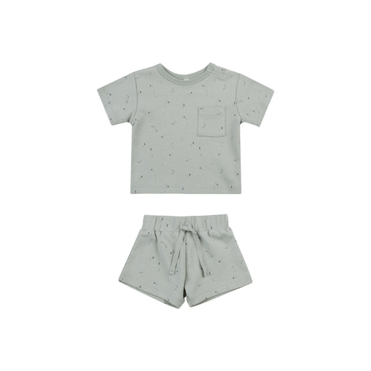 QUINCY MAE Boxy Pocket Tee Short Set Constellations ALWAYS SHOW