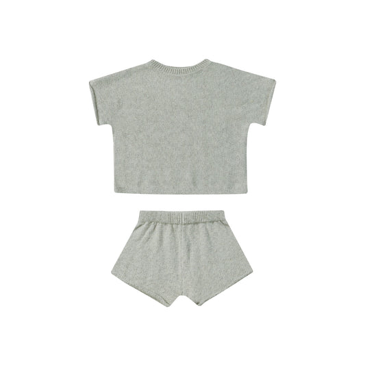 QUINCY MAE Relaxed Summer Knit Set Heathered Sky ALWAYS SHOW