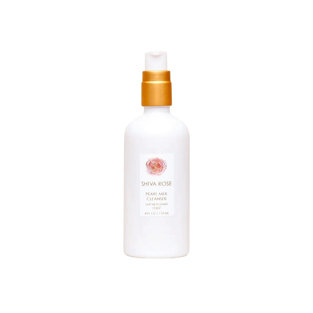 Shiva Rose Pearl Milk Cleanser – nourishing face cleanser with organic oils, pearl powder, and hyaluronic acid for a radiant, hydrated look.