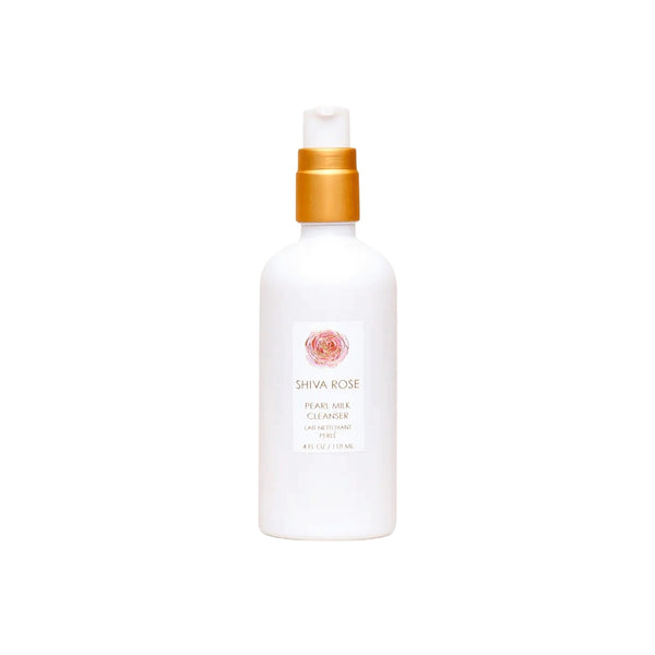 Shiva Rose Pearl Milk Cleanser – nourishing face cleanser with organic oils, pearl powder, and hyaluronic acid for a radiant, hydrated look.
