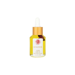 SHIVA ROSE Luster Hair Oil – Ayurvedic-inspired oil with Bhringraj, Amla, and Brahmi for soft, shiny hair with a delicate fragrance.