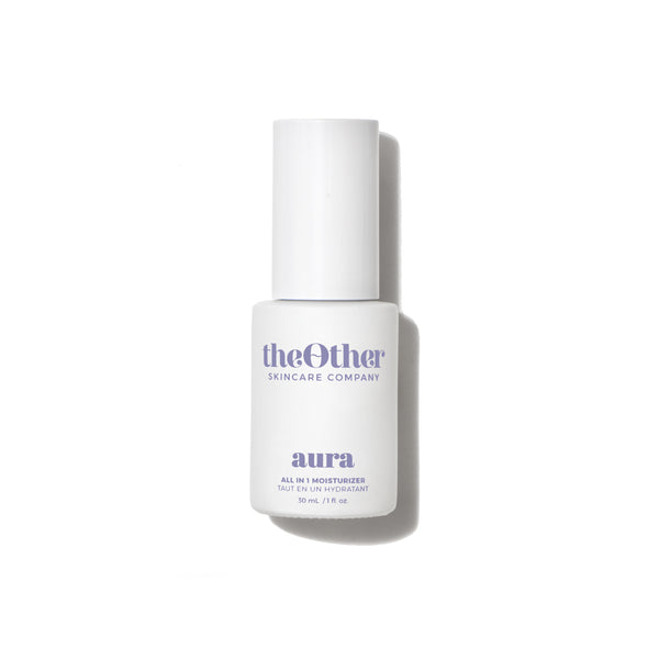 The Other Skincare Aura All-in-1 Moisturizer in a sleek bottle, featuring a nourishing formula for radiant, hydrated skin.