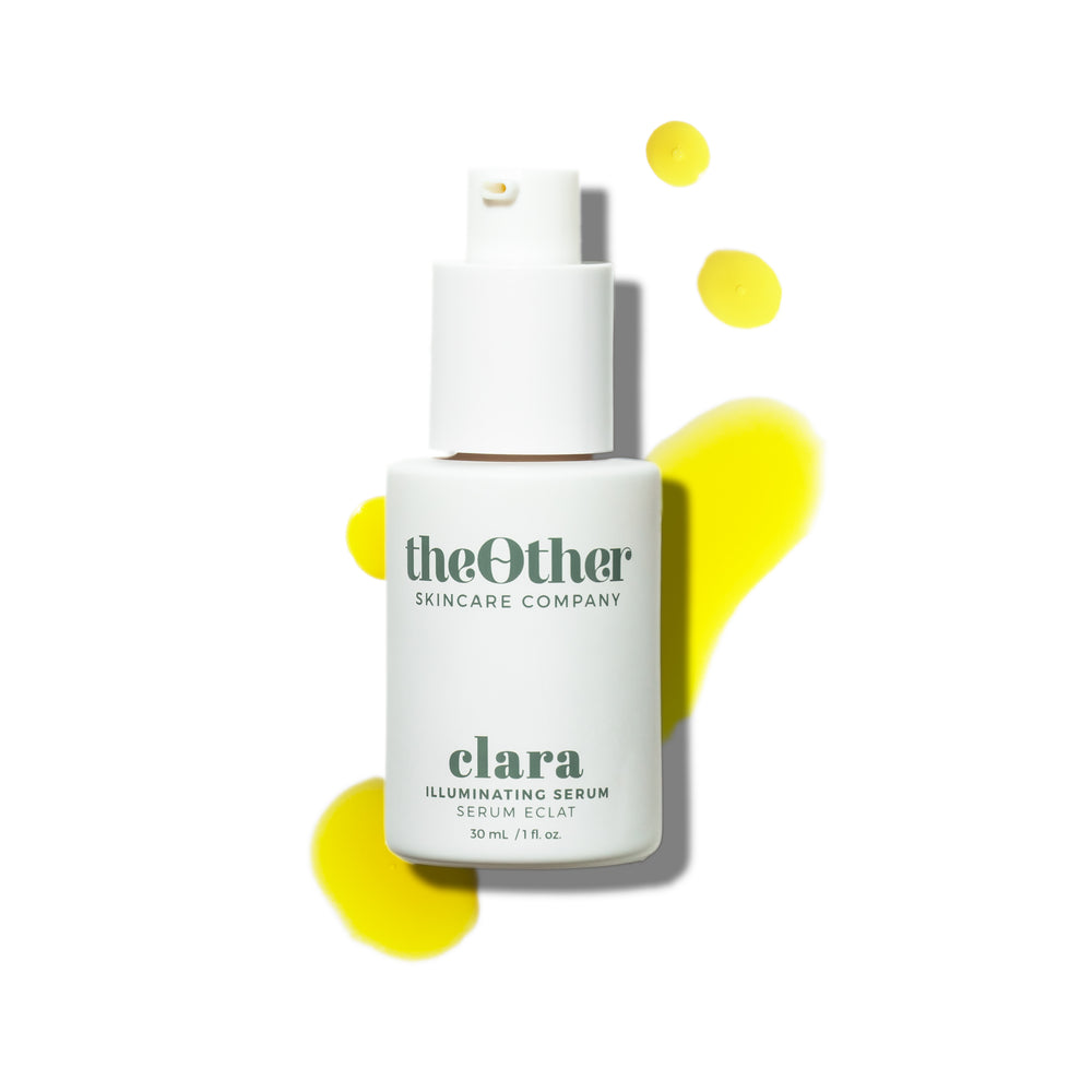 Clara Illuminating Vitamin C Serum – Brightening serum with Vitamin C, Niacinamide, and Turmeric for a radiant complexion.