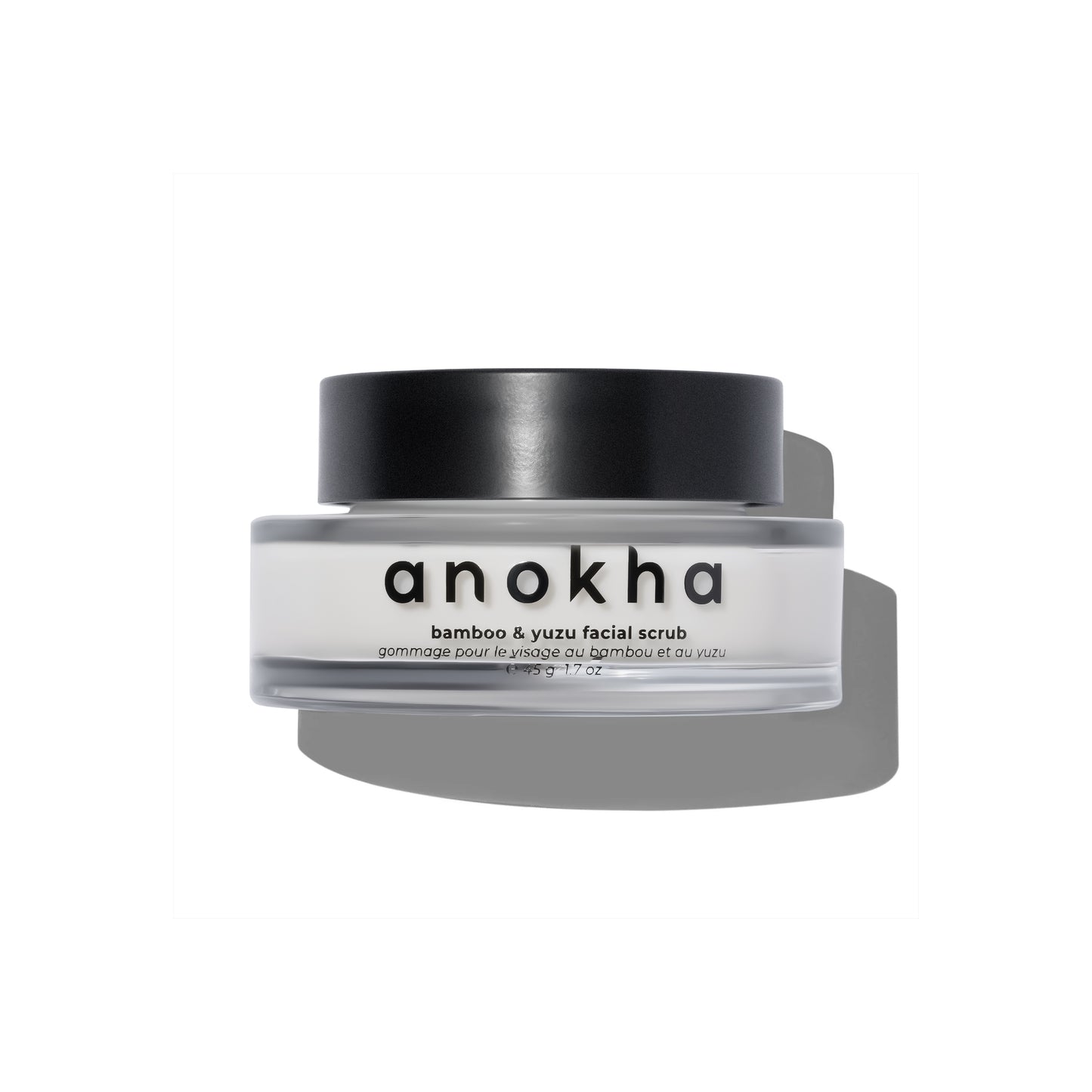 ANOKHA Bamboo & Yuzu Facial Scrub – rejuvenating exfoliator with bamboo extract, yuzu oil, and organic rice flour. Gently exfoliates for smooth, radiant skin.