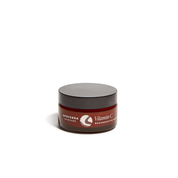 APOTERRA Vitamin C Regenerative Balm jar with rich balm formula designed to nourish, brighten, and restore the skin barrier for a healthy, glowing complexion.