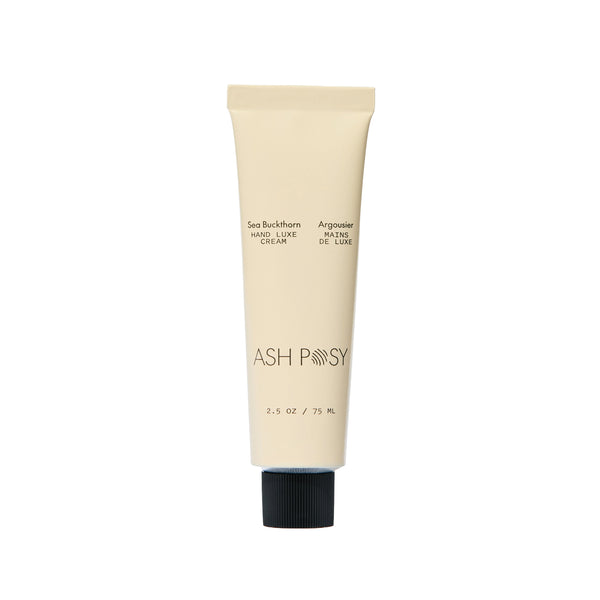 Ash Posy Hand Luxe Cream in Sea Buckthorn – a 75ml tube of botanical hand cream with vitamin-rich, non-greasy hydration for soft, nourished hands.