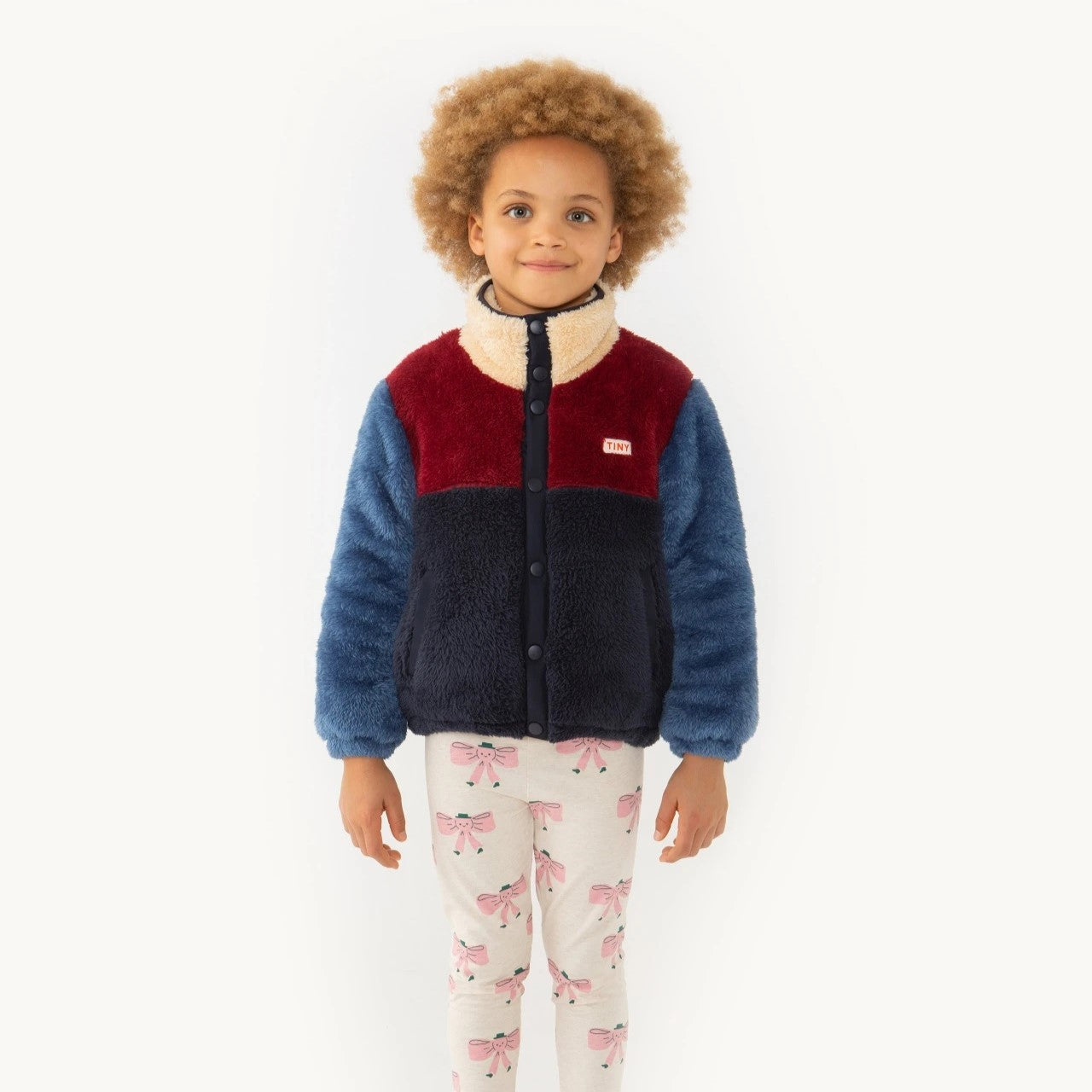 ﻿TINYCOTTONS Color Block Polar Sherpa Jacket Navy Deep Red ALWAYS SHOW
