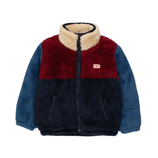 ﻿TINYCOTTONS Color Block Polar Sherpa Jacket Navy Deep Red ALWAYS SHOW
