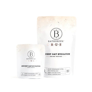 Bathorium Ancient Oat Hydration Crush bath soak with a blend of chamomile, rice milk, and colloidal oat for hydrated, soft skin. ALWAYS SHOW
