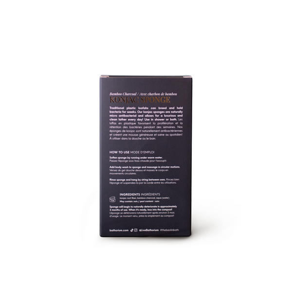 BATHORIUM Konjac Bamboo Charcoal Body Sponge