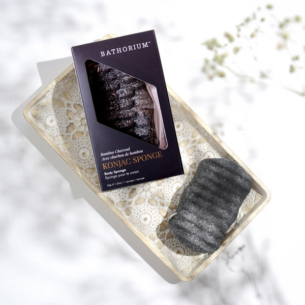 BATHORIUM Konjac Bamboo Charcoal Body Sponge