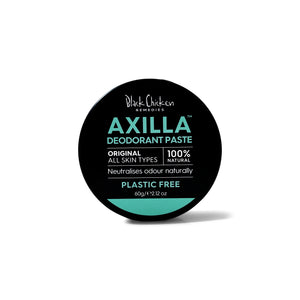 Black Chicken Remedies Axilla Natural Deodorant Paste Original Plastic Free scent, shown in its jar on white background