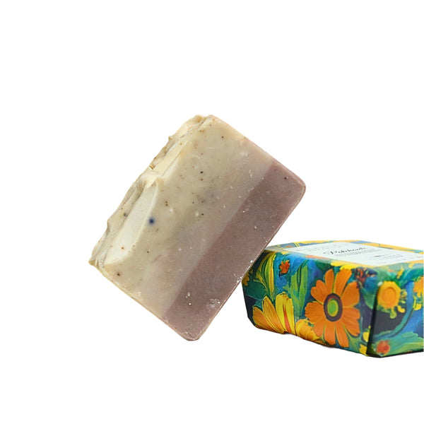 Blooming Wild Patchouli Soap bar infused with dark patchouli and nourishing shea butter, offering a rich, grounding, and moisturizing cleanse.