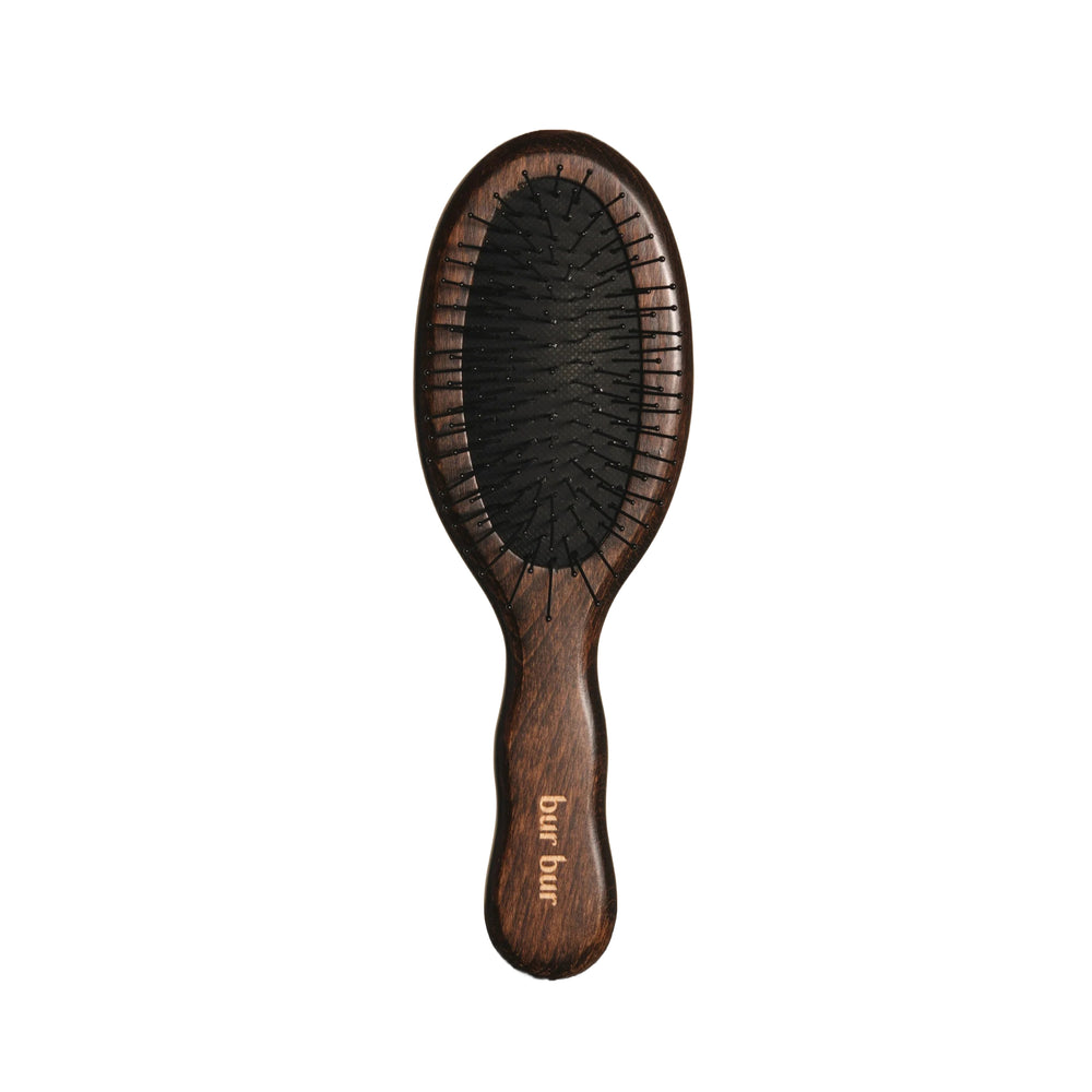 Wooden hairbrush with black bristles from Bur Bur on a white background