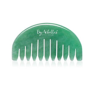 By Achilles Aventurine Gua Sha Scalp Comb, hand-carved and designed to soothe the scalp and enhance hair care.