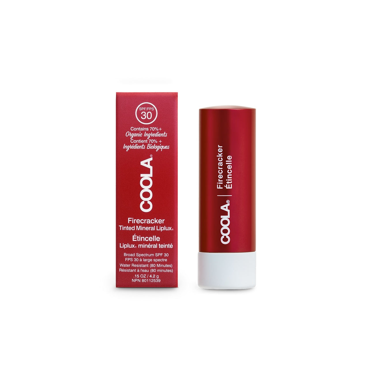 COOLA Liplux Tinted Lip Balm Zinc Oxide Sunscreen firecracker