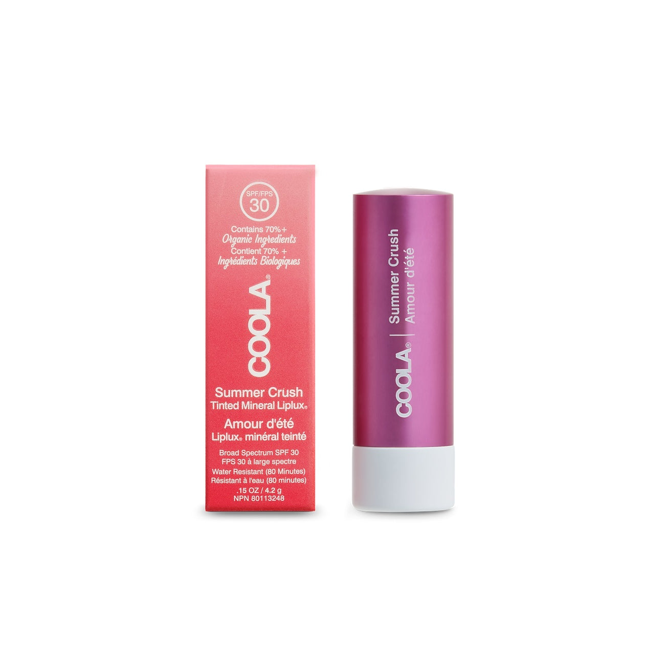 COOLA Liplux Tinted Lip Balm Zinc Oxide Sunscreen summer crush