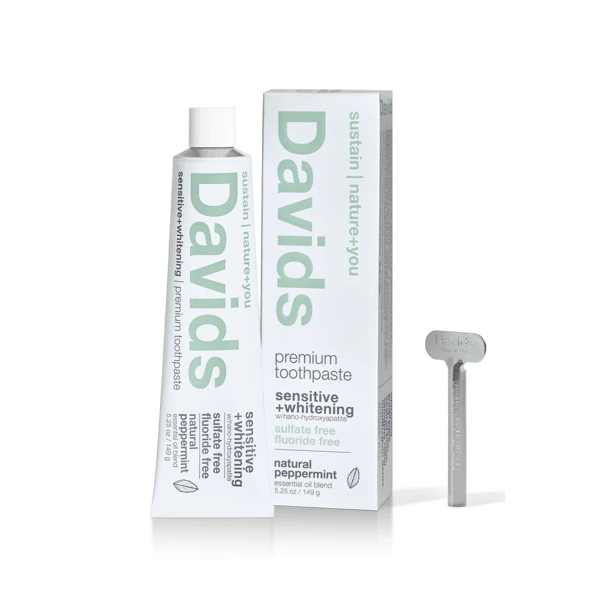 DAVID'S NATURAL TOOTHPASTE Sensitive + Whitening Nano-Hydroxyapatite Premium Toothpaste Peppermint full size