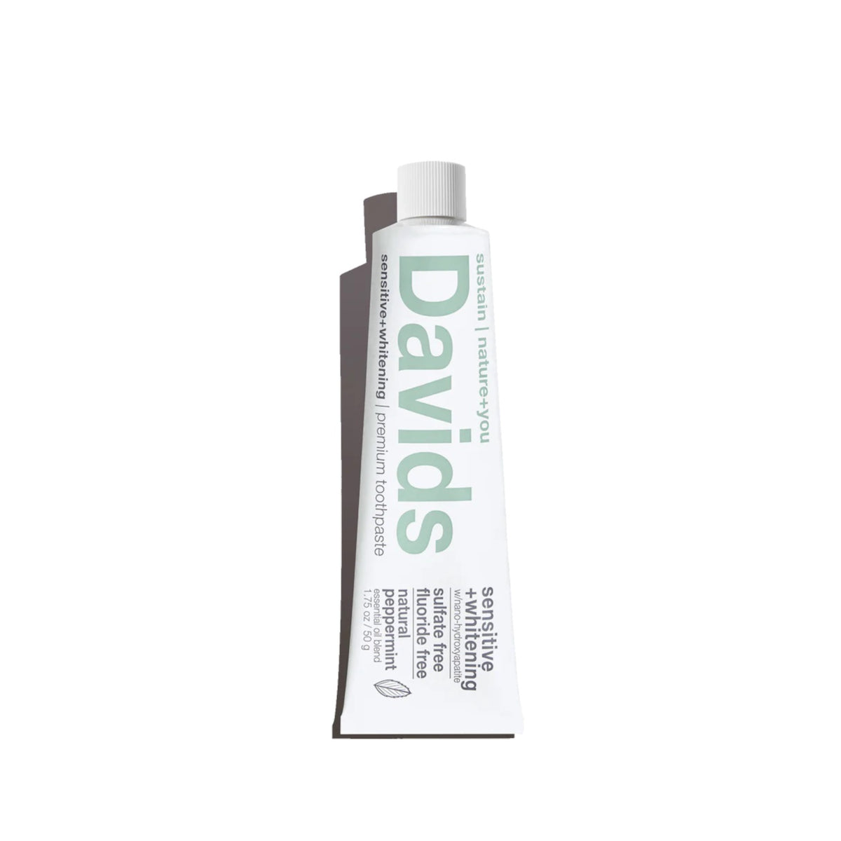 DAVID'S NATURAL TOOTHPASTE Sensitive + Whitening Nano-Hydroxyapatite Premium Toothpaste Peppermint travel size